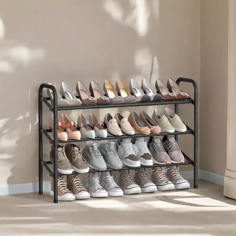 Expandable Shoe Rack, 3 Tier Shoe Rack Shelf, Adjustable Shoe Organizer Storage for 20 Pairs of Shoes, Metal Free Standing Shoe Racks