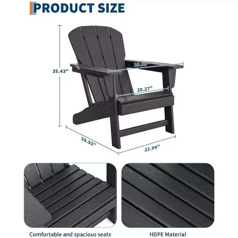 COZONY Adirondack Chair, HDPE Outdoor Chair with Heavy Duty Capacity, Weather Resistant Patio Chair for Lawn and Garden