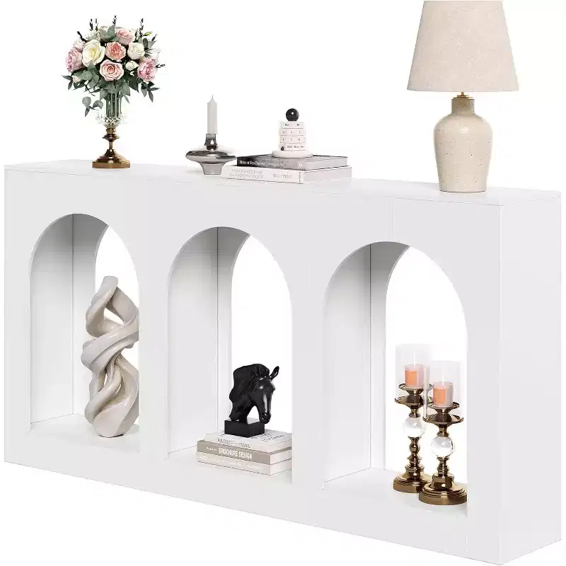 Lantine 71-Inch Long Narrow Modern White Console Table for Entryway, Living Room, Hallway, Behind Couch, Foyer, Front Door.