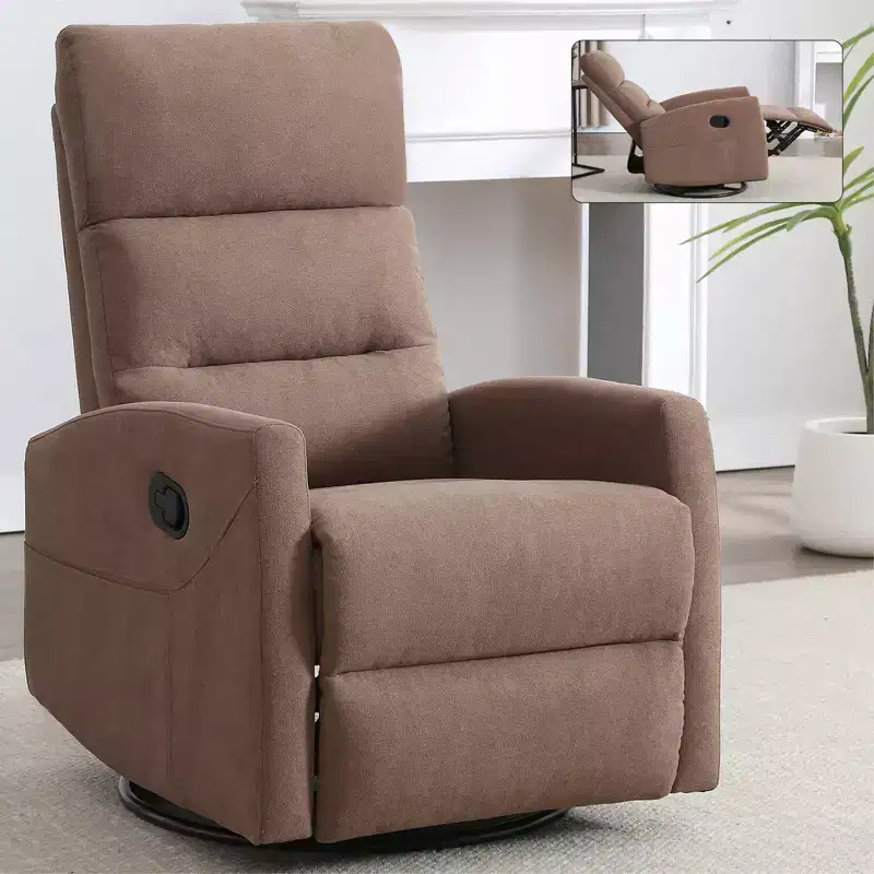 360 Swivel Rocking Recliner Chair, Upholstered Fabric Accent Chair