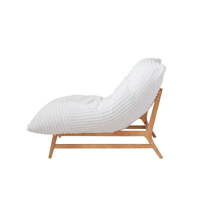 Bean Bag Accent Chair Large Plush Bean Bag Lounger with Solid Wood Frame Comfy Lounge Chair with Down Filling