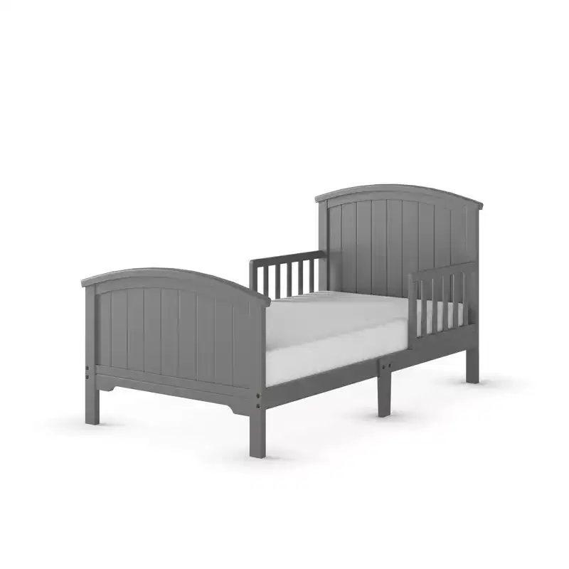 Arch Top Toddler Bed for Kids with Guard Rails, Low to Ground Design, Made of Pinewood, Clean Lines Match Any Decor