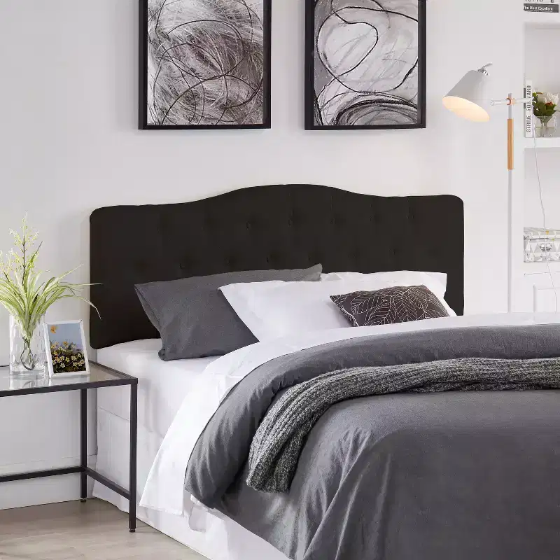 Queen Headboard, Tufted Linen Upholstered Panel with Adjustable Height, Wall or Bed Frame Mount