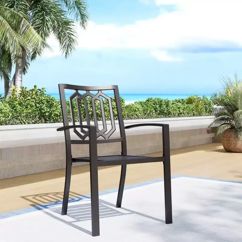 Captiva Designs 5pc Steel Outdoor Patio Dining Set: Weather-Resistant, UV-Resistant, No Cushion, 37" Square Table