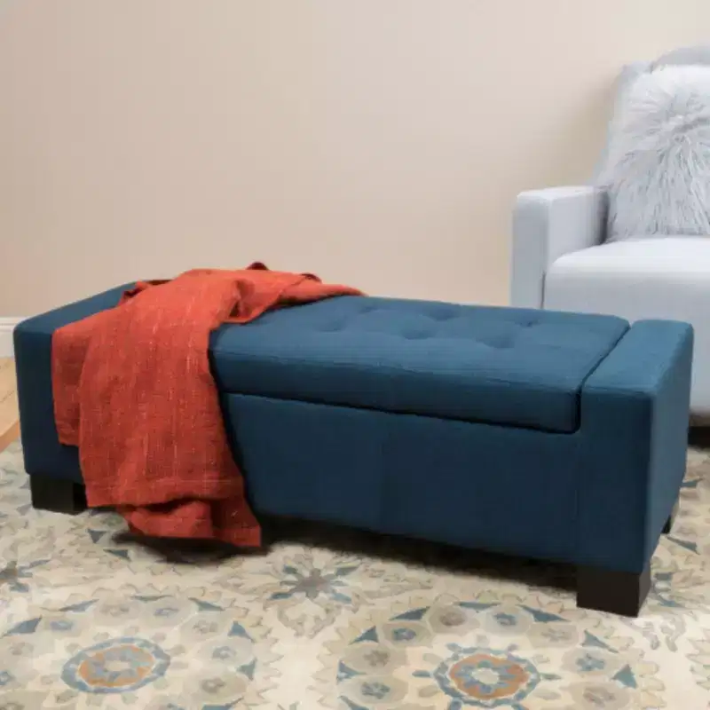 Navy Blue Tufted Storage Ottoman: A Stylish and Spacious Seating Solution