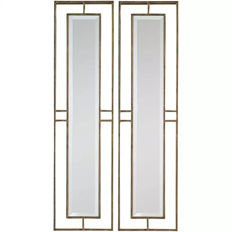 Uttermost Rutledge Antiqued Gold 7 3/4 x 30 Wall Mirrors Set of 2