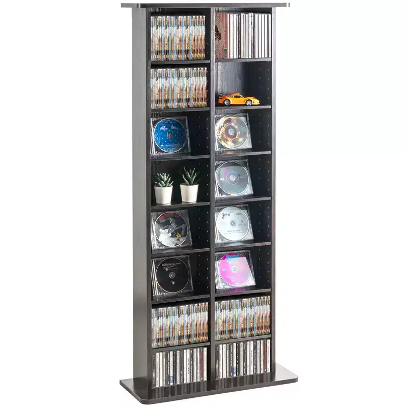 Media Storage Cabinet – 8-Layer, 16 Compartments, Holds 464 CDs/DVDs