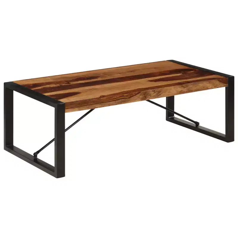 vidaXL Coffee Table Brown Solid Sheesham wood, Powder-Coated Steel