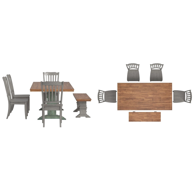 Ronda 78 Rectangular Solid Wood Top Dining Set with Spindle Back Chairs
