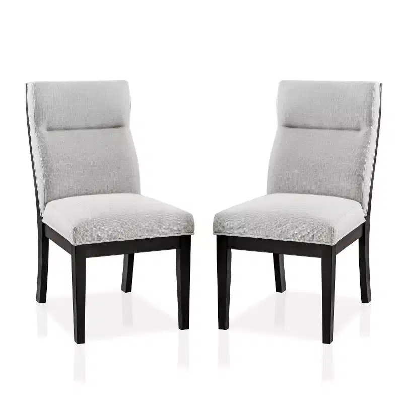 Set of 2 Sky Upholstered Side Chairs Black/White - HOMES: Inside + Out: Modern Contoured Back, Tapered Legs