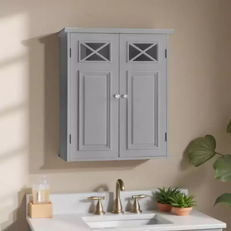 Removable Wall Storage Cabinet with Glass Doors