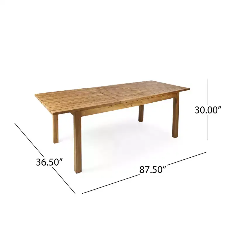 Christopher Knight Home Soren Modern 7 Piece Patio Acacia Dining Set with Expandable Slatted Table and Cushion