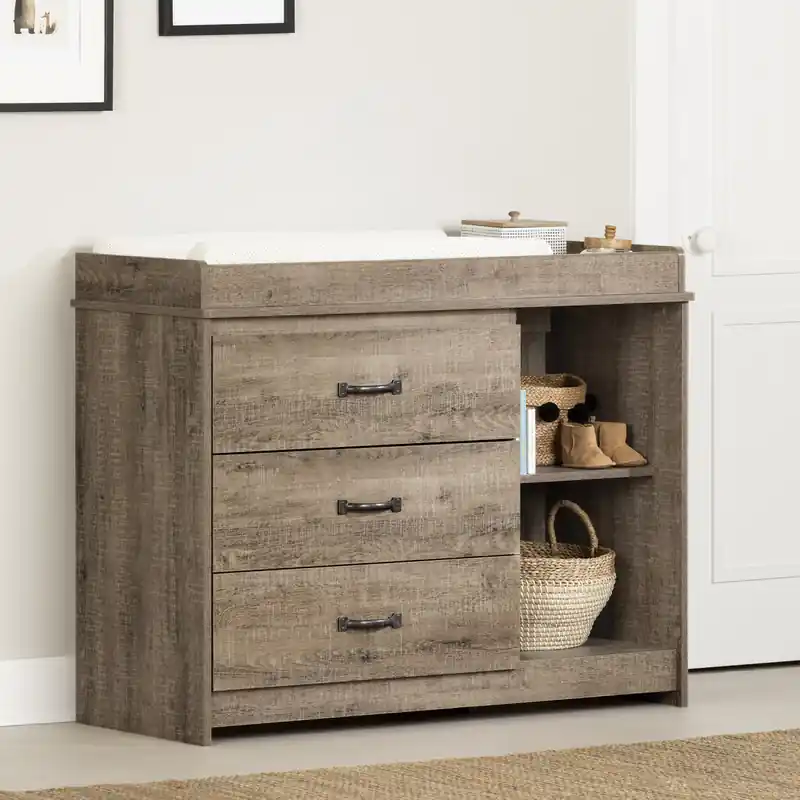 3-drawer Changing Table - Weathered Oak