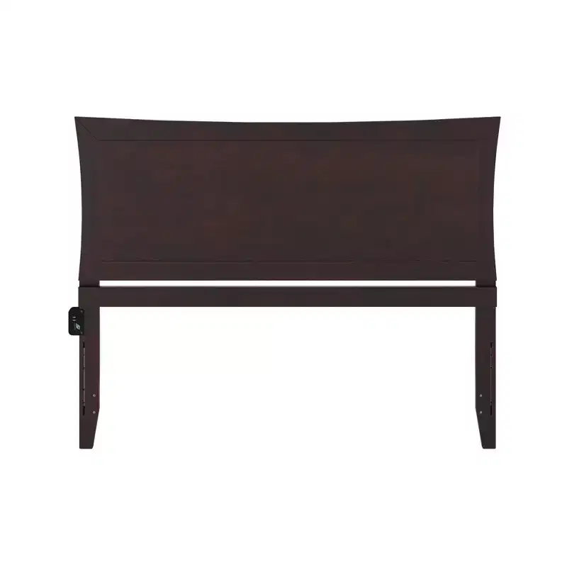Wood Panel Headboard Espresso with USB Charger, Satin Finish, 80