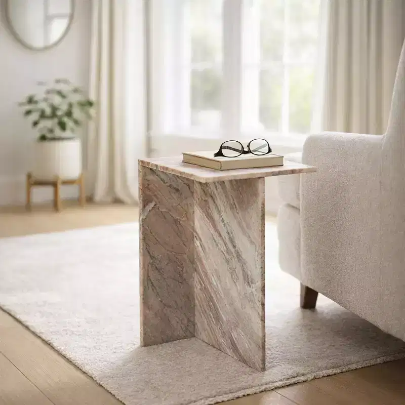 Classy End Table, Side Table, or Small Night Stand for Home Decor - Square Marble Accent Table Perfect for Bedroom, or Living Room Decor