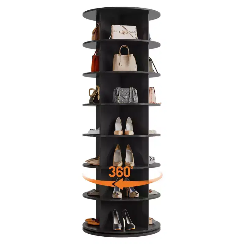 7 Tier Rotating Shoe Rack Tower, Free Standing Spinning Shoes Organizer, 360Revolving Vertical Spinning Shoe Display, Round Shoes Storage Rack