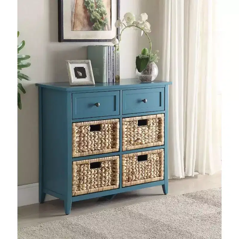 Royal Hampton Console Table With 6 Drawers, Blue