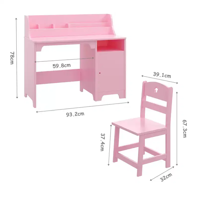 Study Desk for Kids, Storage Cabinet, Wooden Children Study Writing Table,Computer Workstation for Kids Bedroom & Study Room