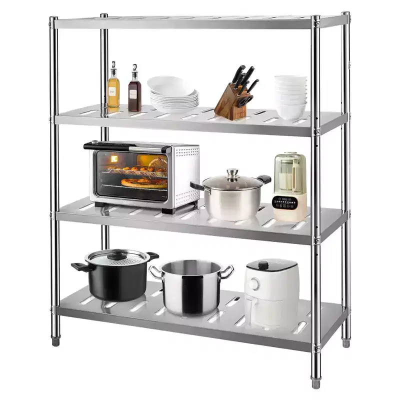 Stainless Steel Shelves,Storage Shelf Heavy Duty Adjustable Shelf Units Adjustable Height and Vent Holes for Kitchen Garage Office Restaurant