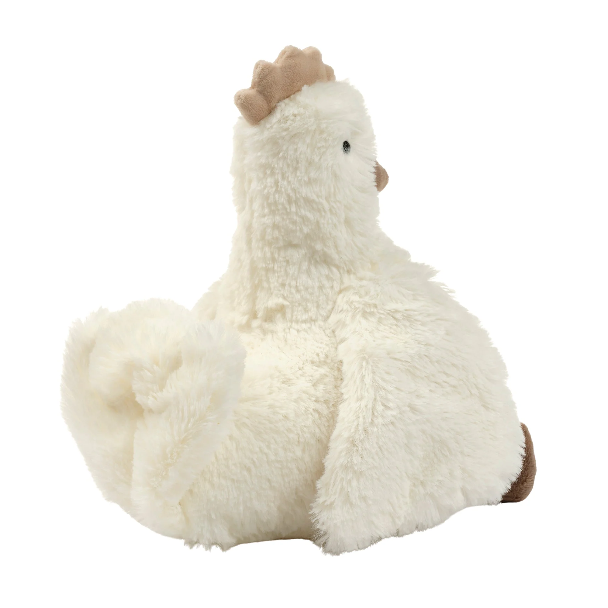 White Faux Fur Chicken Plush