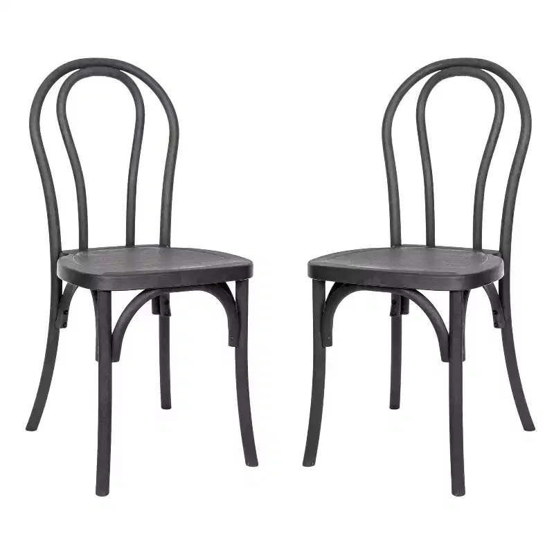 2-Pack Commercial Indoor/Outdoor Wood-Look Resin Thonet Style Chair