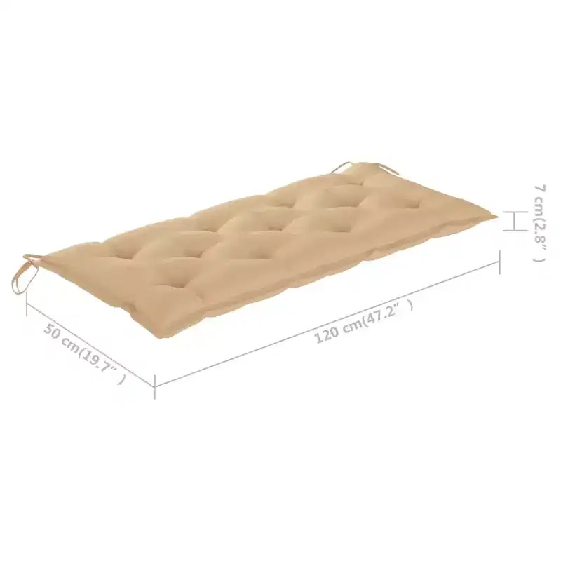 Garden Bench Acacia wood with beige cushion