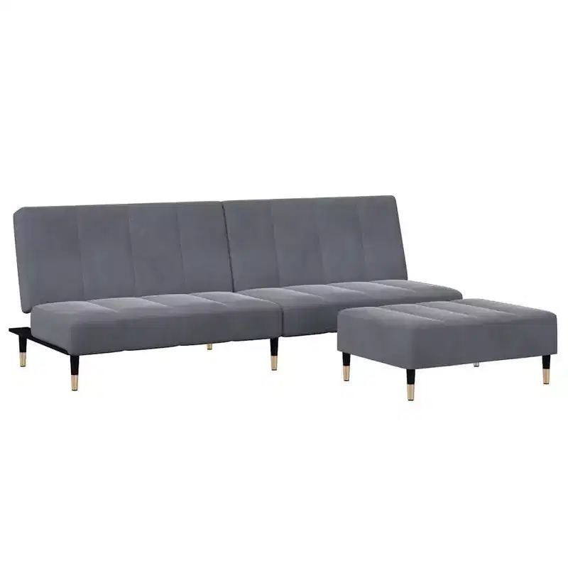 vidaXL 2-Seater Sofa Bed with Footstool Sleeper Couch Bed Living Room Velvet