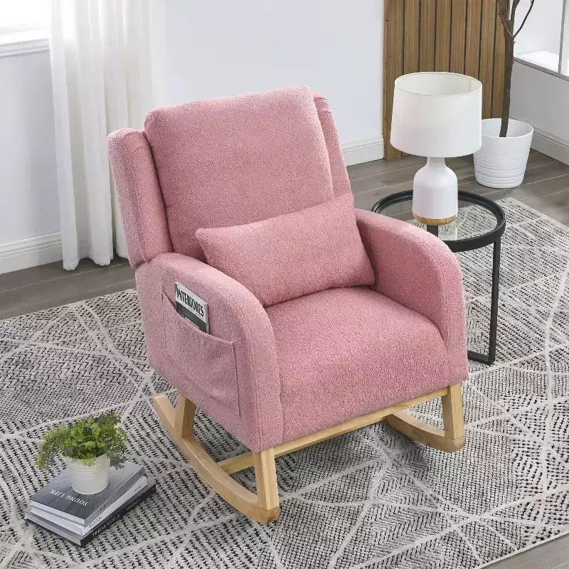 Okak Modern Accent Chairs for Bedroom, 27.5 W Modern Accent High Back Living Room Casual Armchair Rocker with One Lumbar Pillow