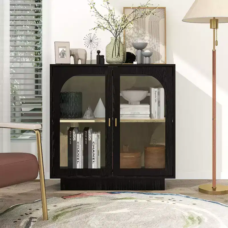 Modern Sideboard Buffet with 2 Acrylic Doors, Console Table for Kitchen, Living Room & Entryway