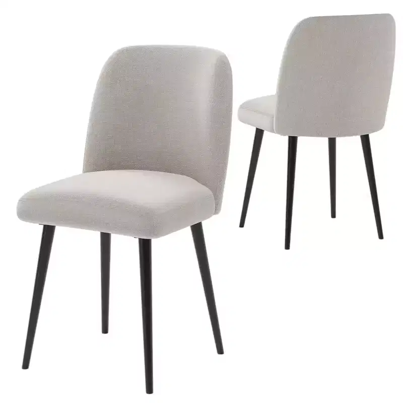 HomeRoots Set of Two Beige And Black Upholstered Fabric Dining Side Chairs