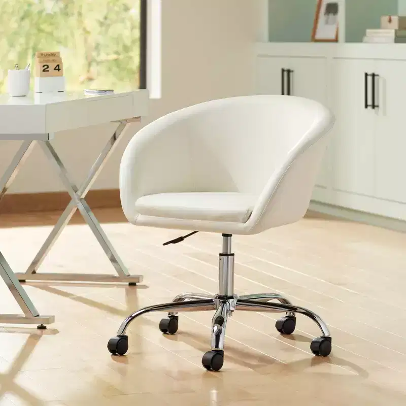 55 Downing Street Nash Crme Faux Leather Adjustable Office Chair