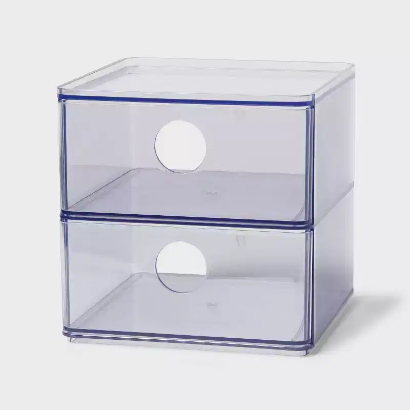 Clear Stackable Drawer Organizer with 2 Pull Drawers