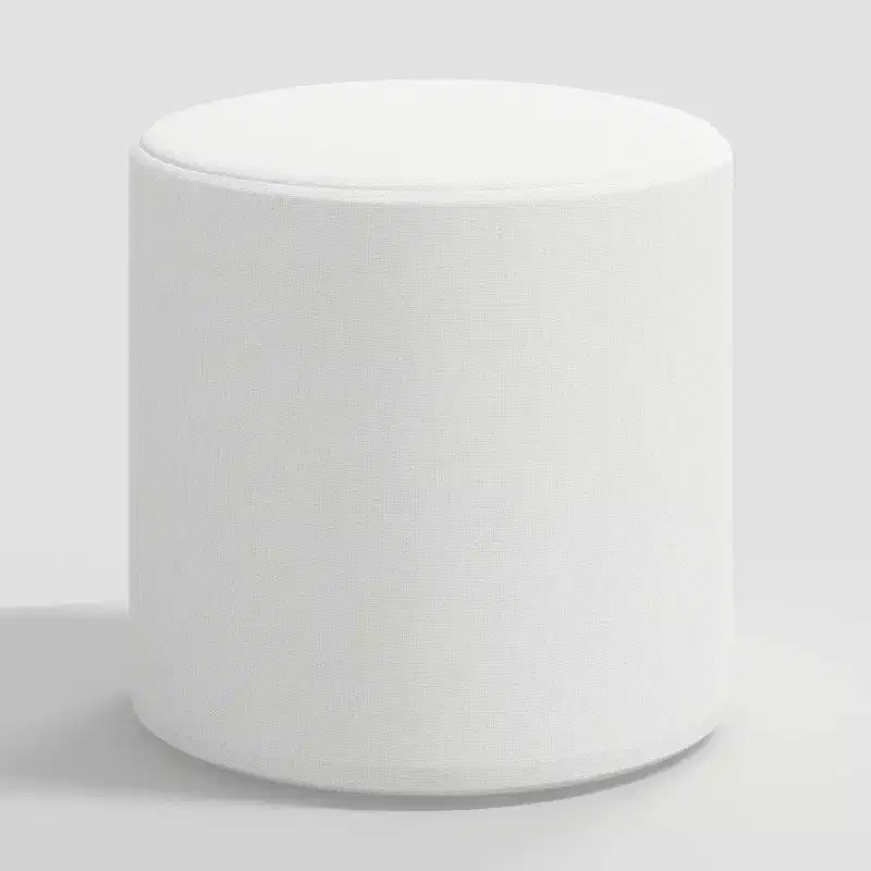 Round Ottoman in Textured Linen
