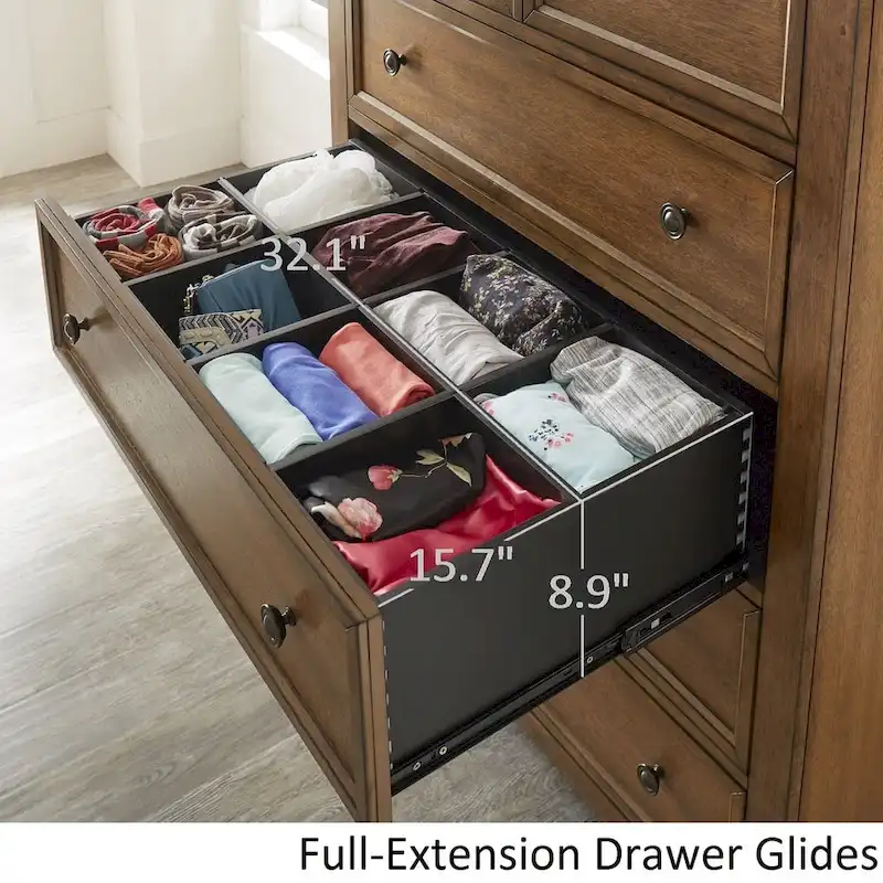 5-Drawer Wood Modular Storage Chest with Removable Dividers