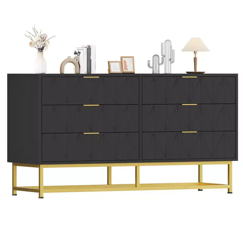 Modern Chests of Drawers 6-Drawer Fabric Dresser,Compact Storage Chest for Bedroom, Narrow Nightstand End Table