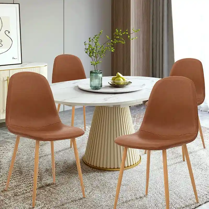 PU Cushion Seat and Metal Legs Side Chair