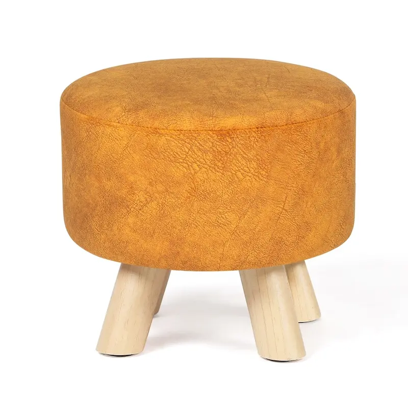 Round Velvet Ottoman Footstool (with Non-Slip Foot Pads)