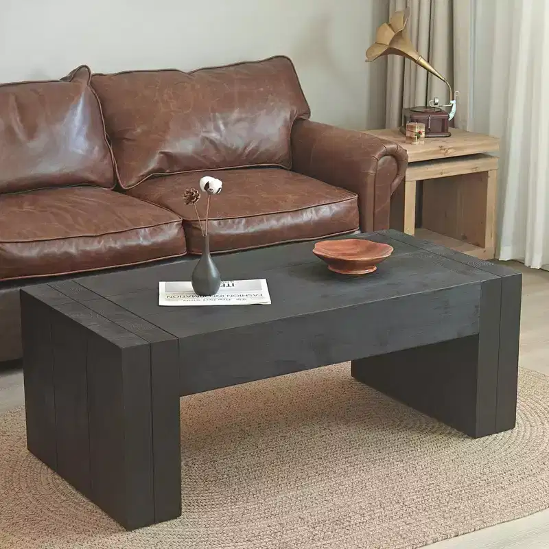 Coffee TableRectangular Contemporary Side Table with Tree Ring Pattern DesignVersatile Accent End Table Tea Table for Living Room and Kitchen