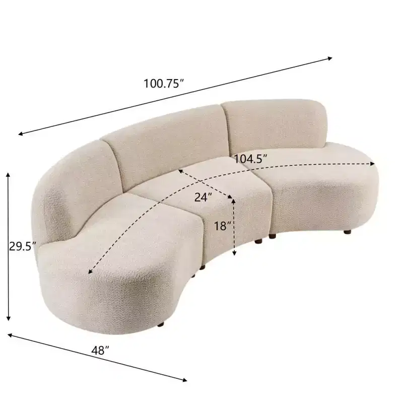 Christopher Knight Home Cozelle 5 Piece Modern Curved Cloud Boucle Upholstered Sectional Sofa Set