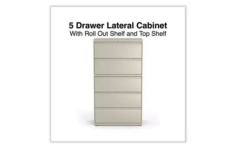 Alera Lateral File, 5 Legal/Letter/A4/A5-Size File Drawers, Putty, 36 x 18.63 x 67.63