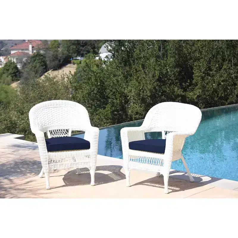 HomeStock Zen Zone Chair Set of 2, Durable Resin Wicker, Weather-Resistant with Cushions