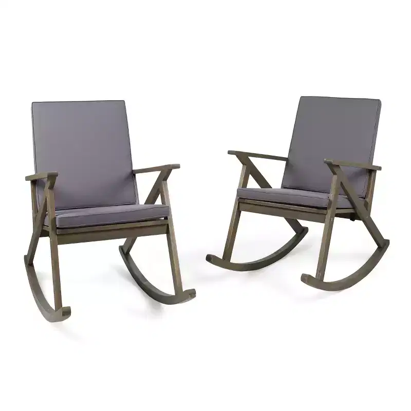 GDFStudio Sally Acacia Wood Rocking Chairs with Water Resistant Cushions(Set of 2)