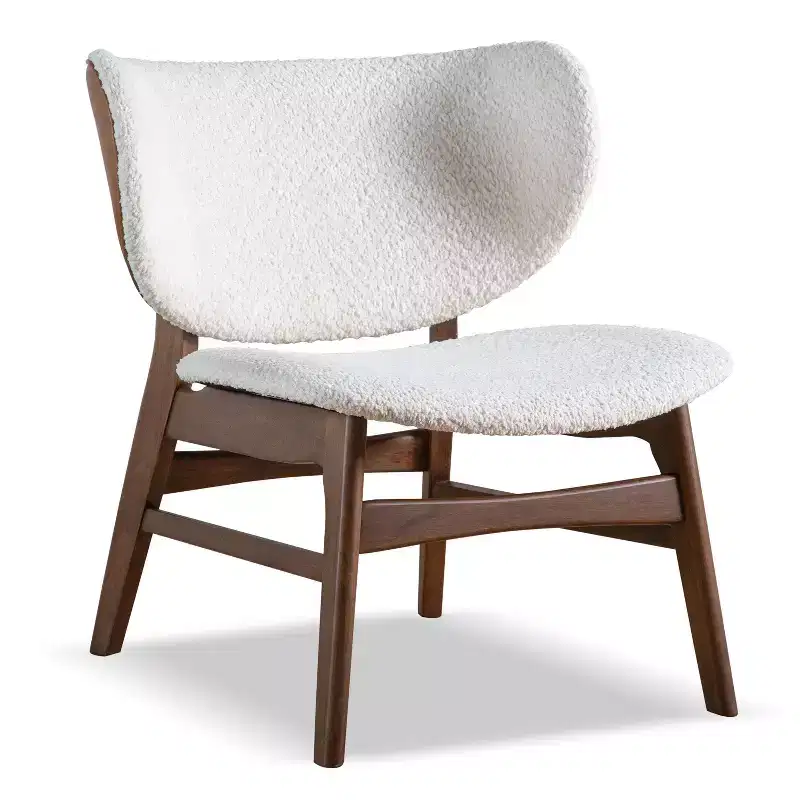 HOMES: Inside + Out River Run Mid-Century Modern Wingback Boucle Accent Chair Walnut