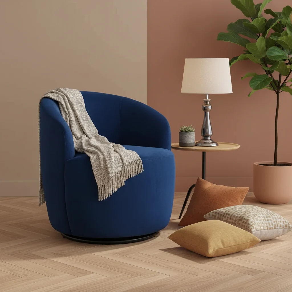 Fabric Swivel Accent Armchair Barrel Chair