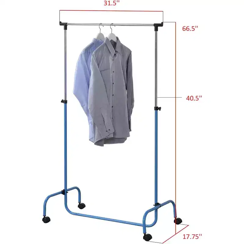 Kings Brand Furniture - Standard Rod Clothing Garment Rack, Rolling Clothes Organizer on Wheels for Hanging Clothes