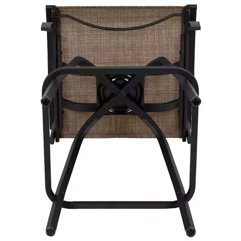 Merrick Lane Set of 2 Brett High Back Bar Height Swivel Patio Stools with Powder Coated Metal Frames and Textilene Upholstery