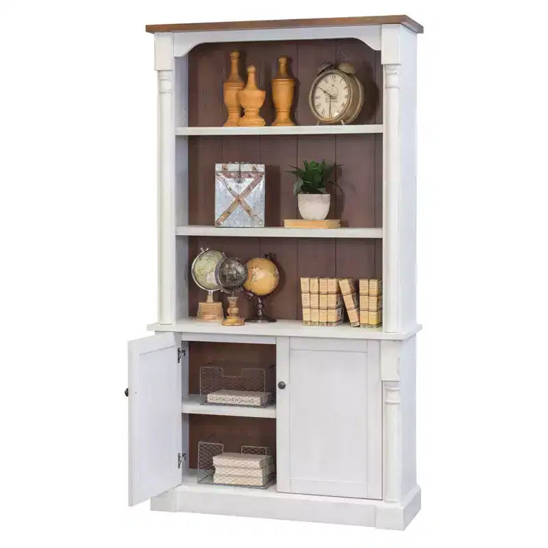 78 Durham 3 Shelf Bookcase with Lower Doors White - Martin Furniture: Cottage Style, Metal Hardware