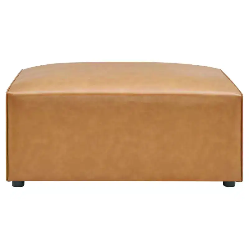 Mingle Vegan Leather Ottoman Velvet Tan - Modway: Modern Square Upholstered Padded Seat, Faux Leather, Wood Frame, 37x37x15.5
