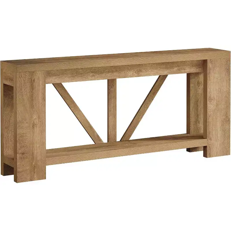 70.9-Inch Long Console Table, 2-Tier Farmhouse Sofa Table Behind Couch, Large Entry Console with Storage for Hallway, Foyer