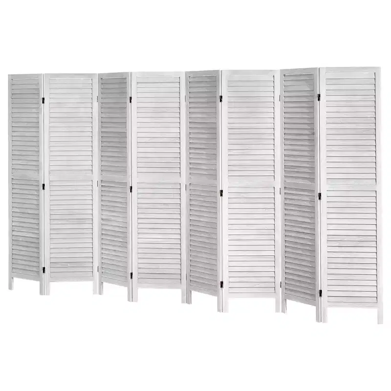 Wood Room Divider, 8 Panel Wood Folding Privacy Screen, 66.9 Inches Tall Indoor Louvered Wooden Partition, Portable Decoration Screen